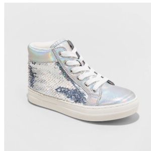 Cat jack flip sequin holographic sneakers size 4